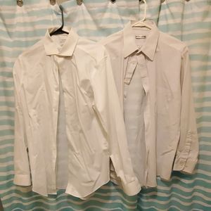 2 mens white dress shirts